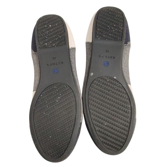 Rothy's The Flat Cap Toe Plaid Slip On Shoes Cream Gray Plaid Womens US 10 - Picture 4 of 7